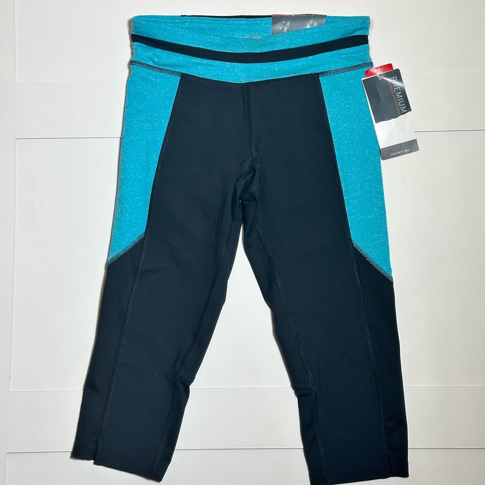 NWT Champion Women’s Premium Maximum Performance Black/Blue Leggings Size XS